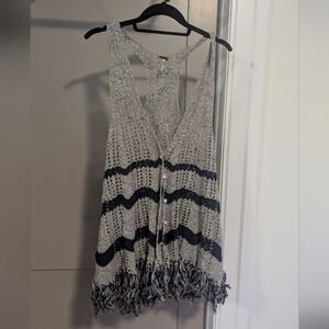 Free People Gray and Navy Knit Vest